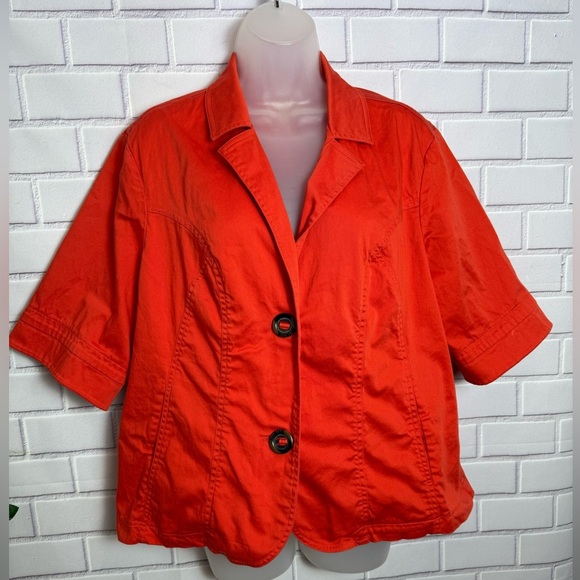 COLDWATER CREEK Vibrant Orange Short Sleeve Blazer Jacket Women's Size 18W - Picture 7 of 9